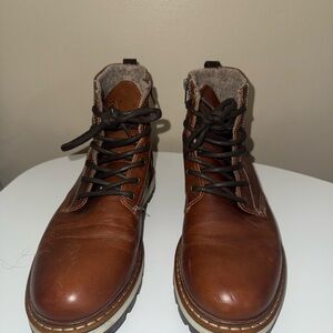 Steve Madden Brown Leather Lace-Up Ankle Boots
